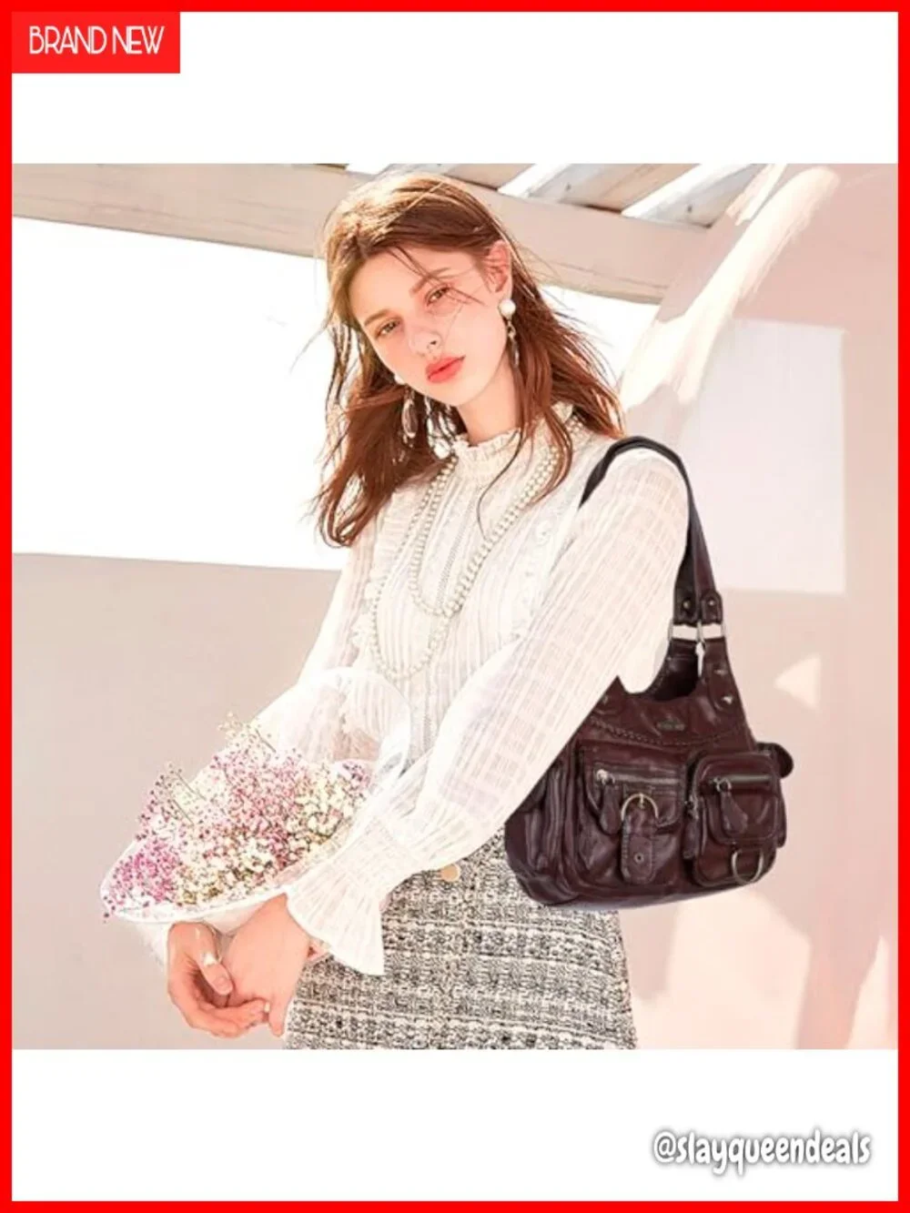Vegan Leather Hobo Bag for Women Crossbody Shoulder Purse with Zipper